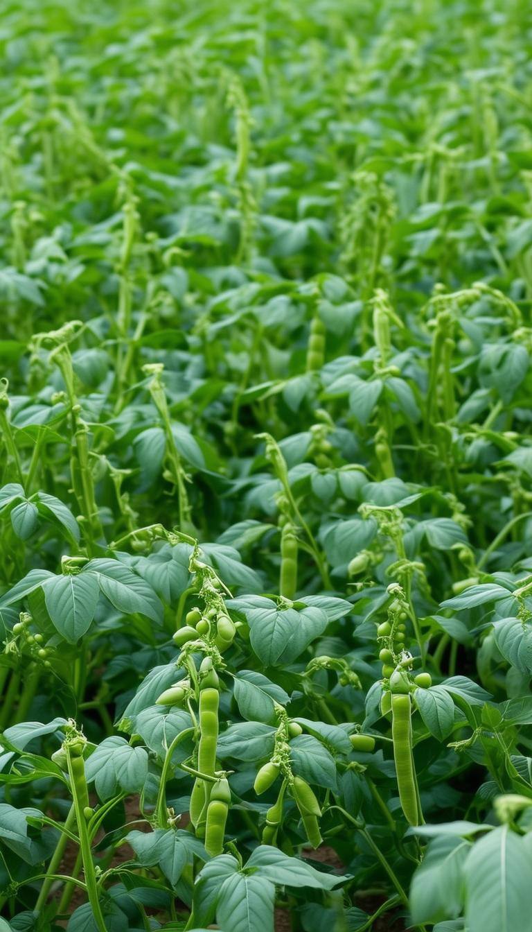 a large area with plants of peas a large area with plants of peas